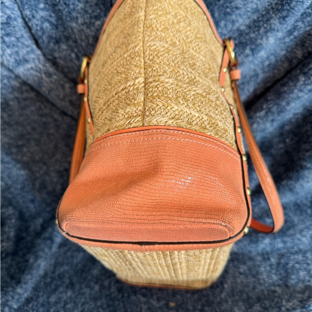 Coach Tan and Coral Tote Bag - Picture 6 of 8